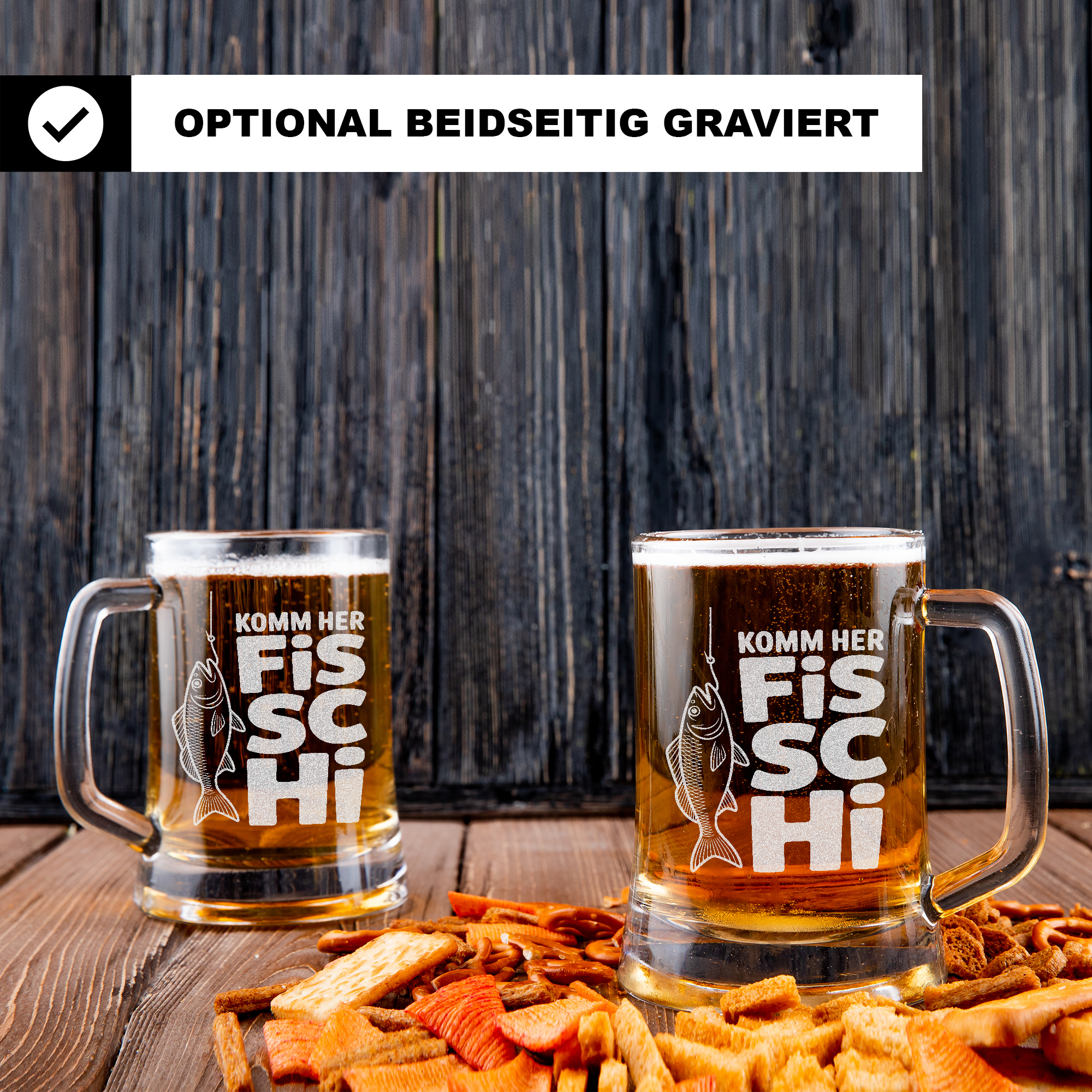 Bierkrug Angler Petri Heil Geschenk für Männer Angeln Hobby Angelgeschenk Vatertag