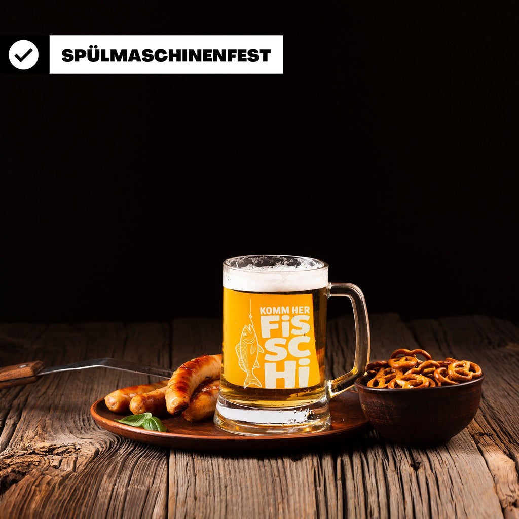 Bierkrug Angler Petri Heil Geschenk für Männer Angeln Hobby Angelgeschenk Vatertag