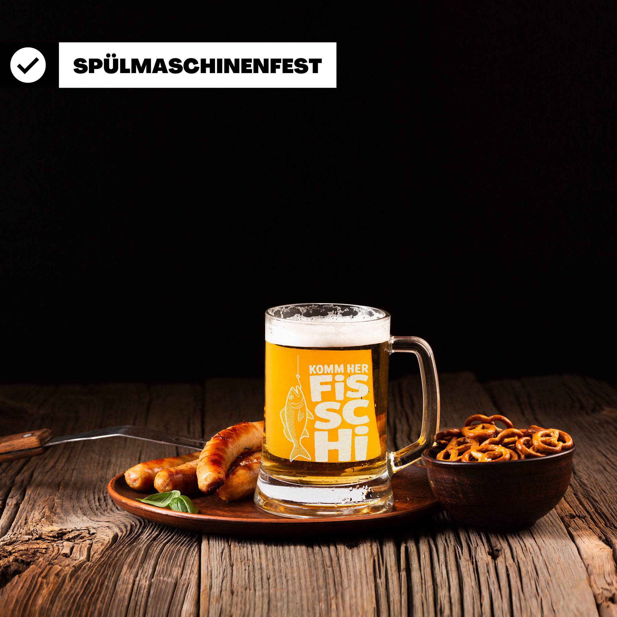 Bierkrug Angler Petri Heil Geschenk für Männer Angeln Hobby Angelgeschenk Vatertag
