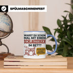 Schlagzeuger Tasse mit Spruch Warst du im Bett, Drummer Gesc – Blau [farbe:blau]