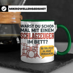Schlagzeuger Tasse mit Spruch Warst du im Bett, Drummer Gesc – Grün [farbe:grün]