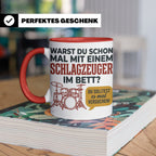 Schlagzeuger Tasse mit Spruch Warst du im Bett, Drummer Gesc – Rot [farbe:rot]