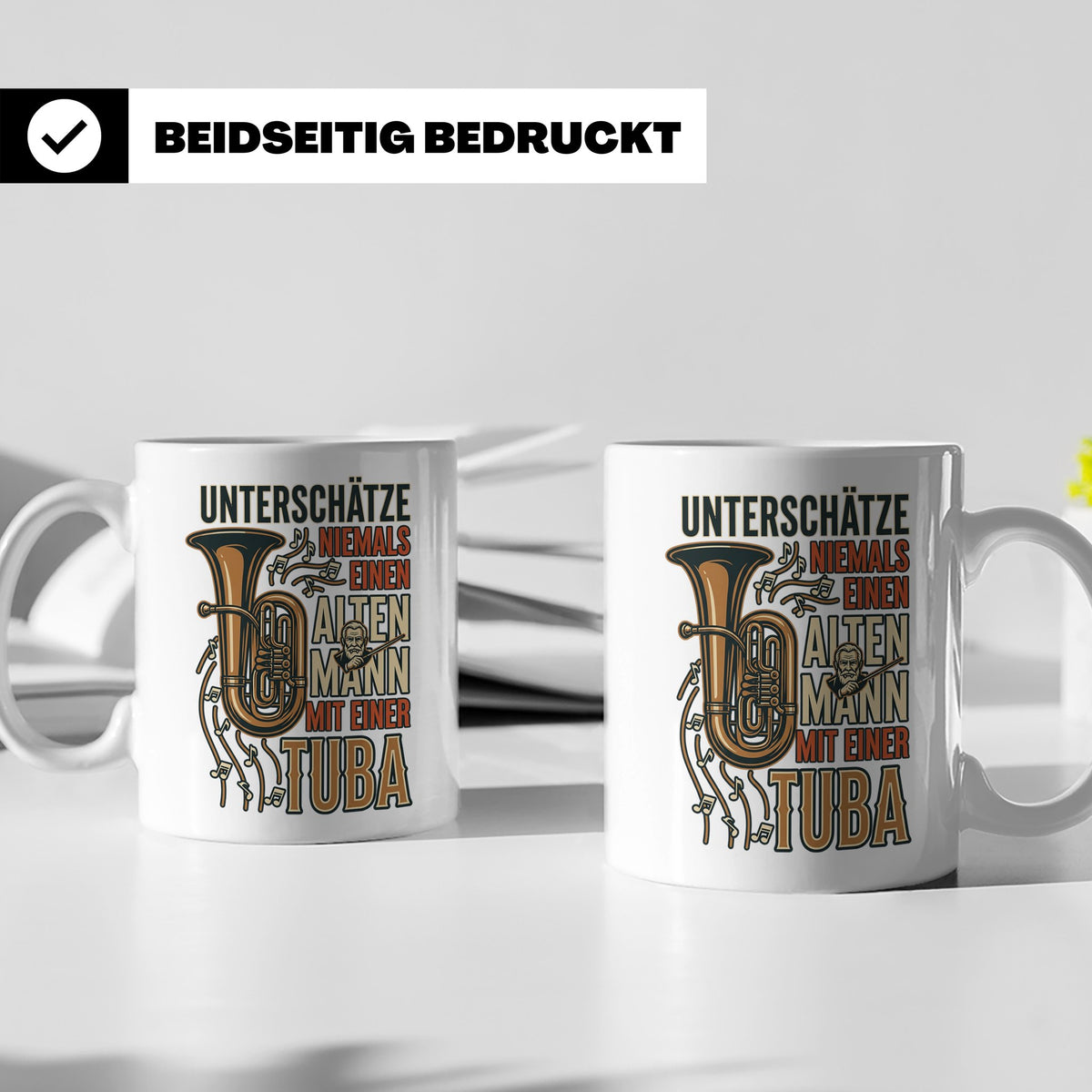 Tuba Tasse mit Spruch Alter Mann | Geschenk für Tubist, Opa, – Weiß [farbe:weiß]