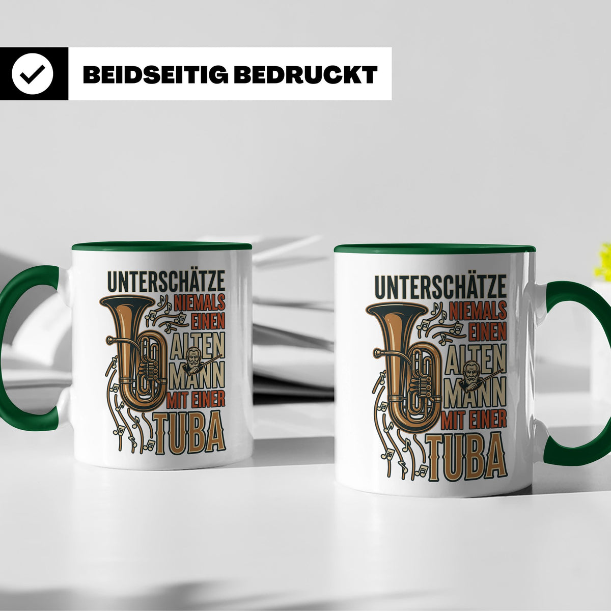 Tuba Tasse mit Spruch Alter Mann | Geschenk für Tubist, Opa, – Grün [farbe:grün]