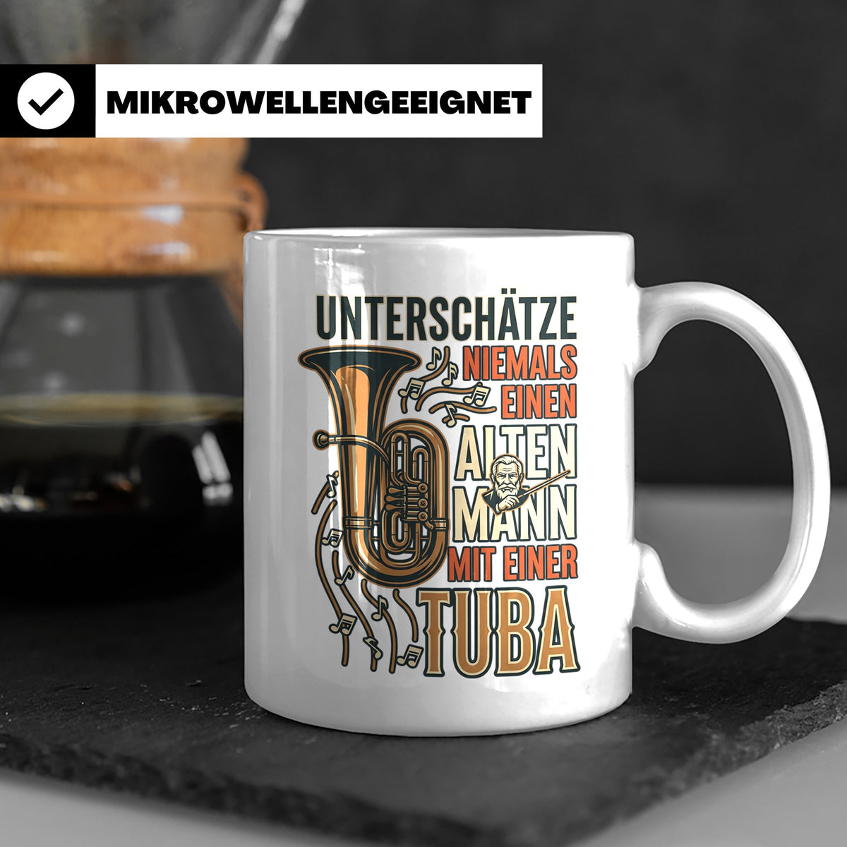 Tuba Tasse mit Spruch Alter Mann | Geschenk für Tubist, Opa, – Weiß [farbe:weiß]