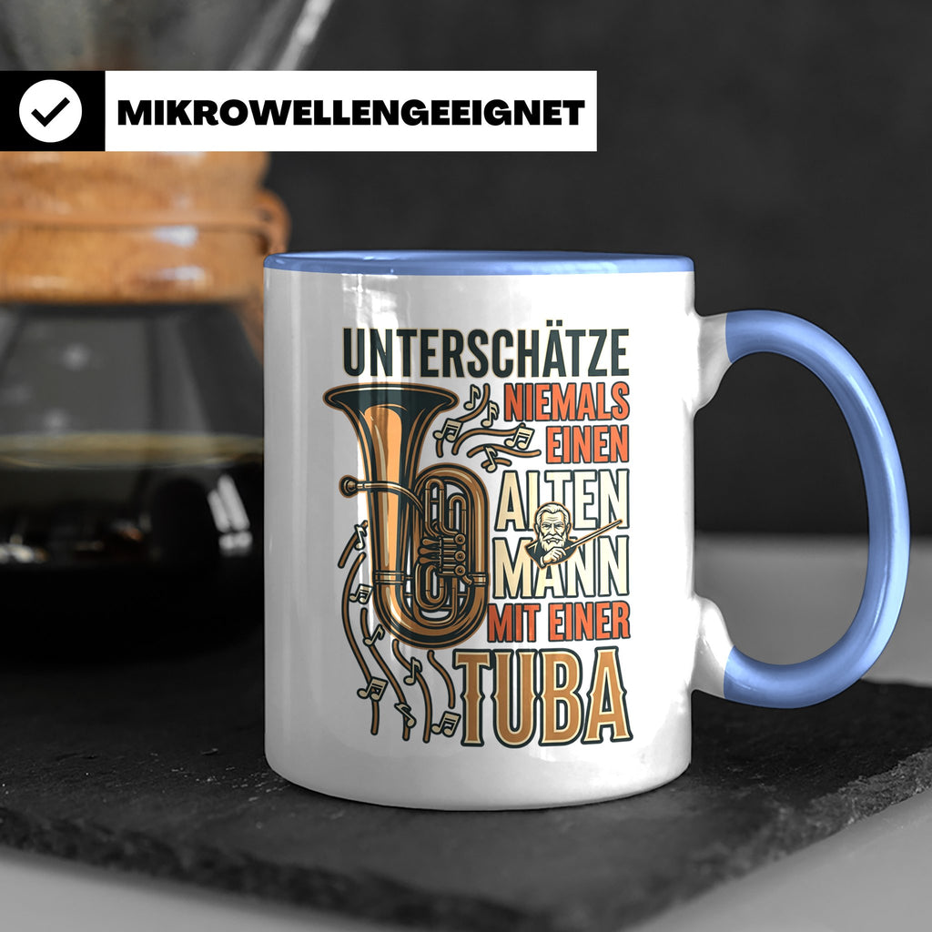 Tuba Tasse mit Spruch Alter Mann | Geschenk für Tubist, Opa, – Blau [farbe:blau]