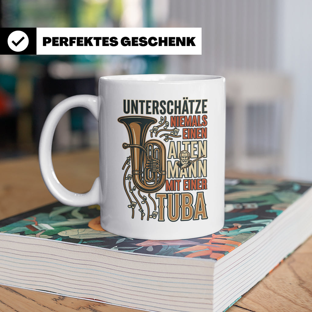 Tuba Tasse mit Spruch Alter Mann | Geschenk für Tubist, Opa, – Weiß [farbe:weiß]