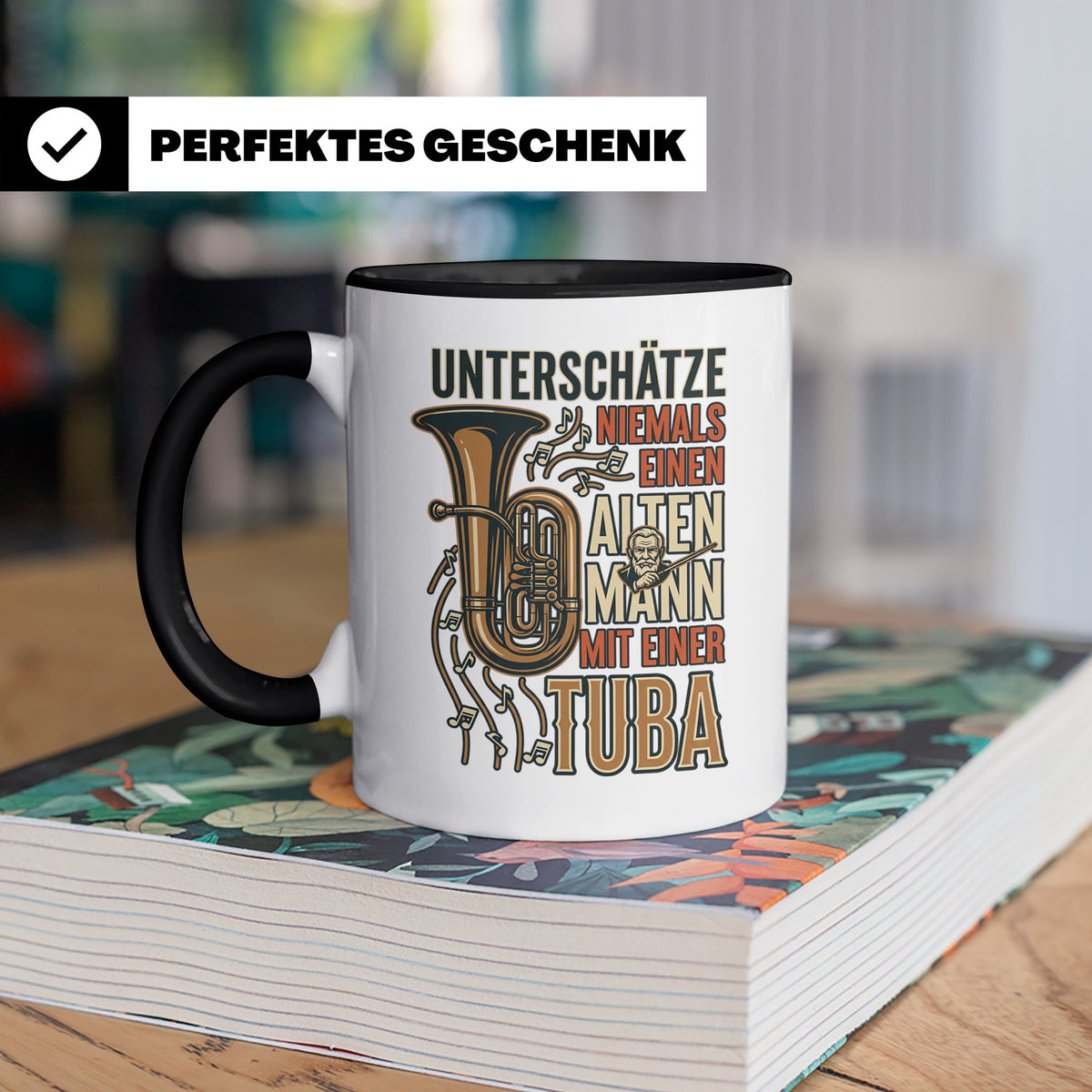 Tuba Tasse mit Spruch Alter Mann | Geschenk für Tubist, Opa, – Schwarz [farbe:schwarz]