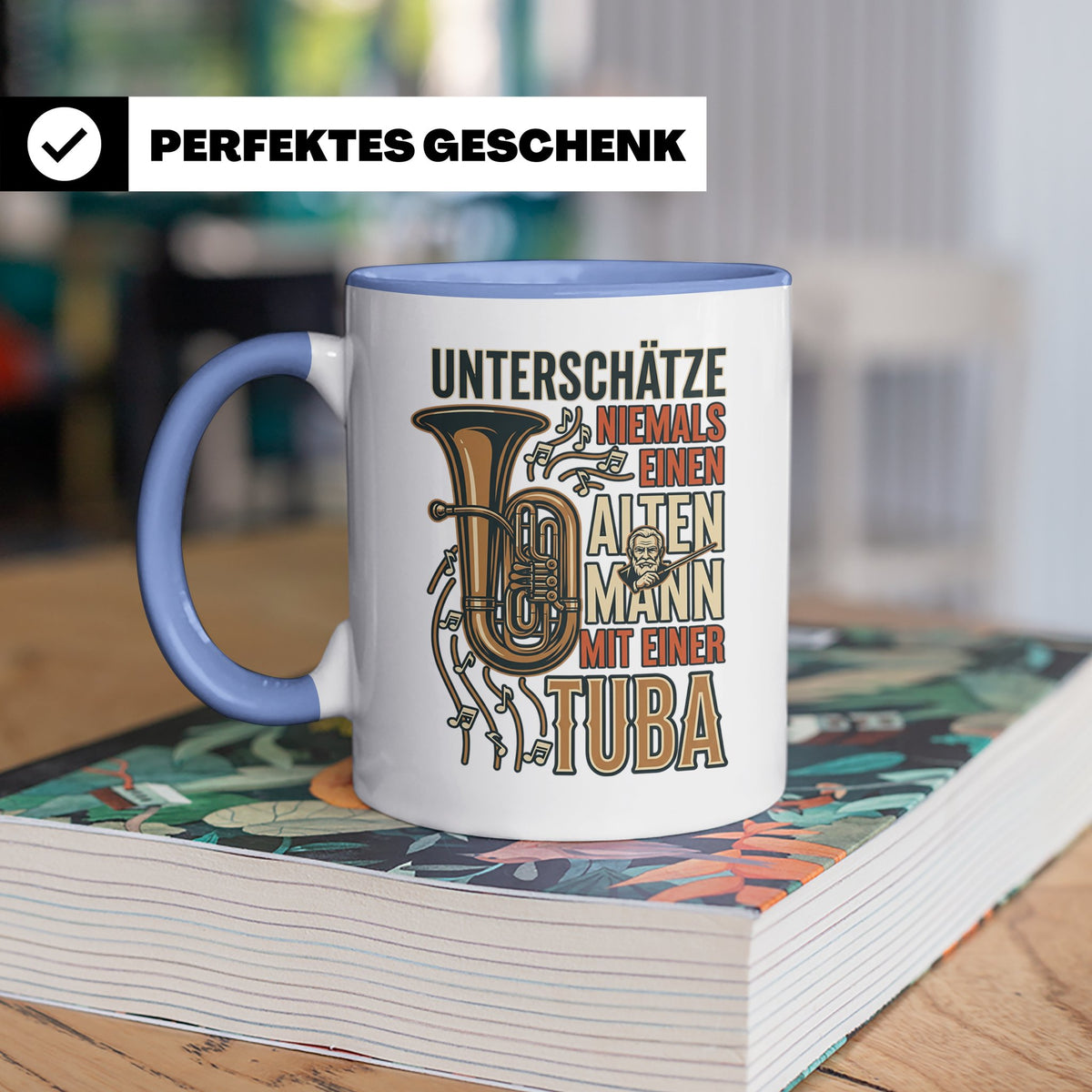 Tuba Tasse mit Spruch Alter Mann | Geschenk für Tubist, Opa, – Blau [farbe:blau]