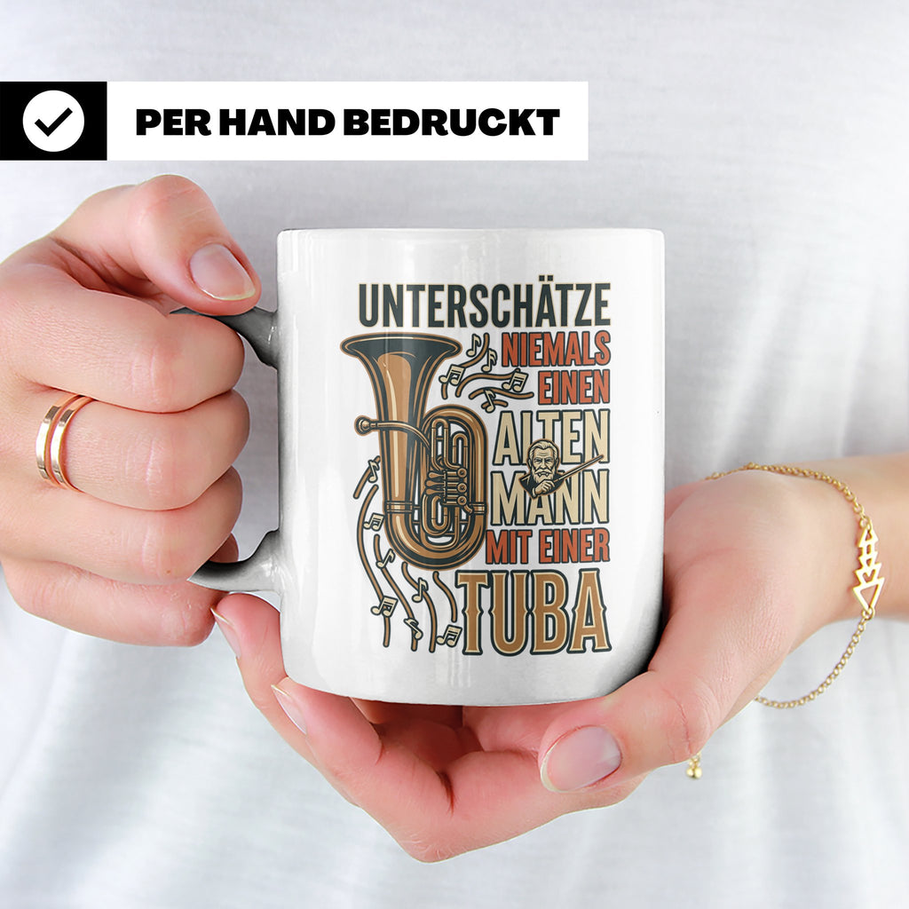 Tuba Tasse mit Spruch Alter Mann | Geschenk für Tubist, Opa, – Weiß [farbe:weiß]