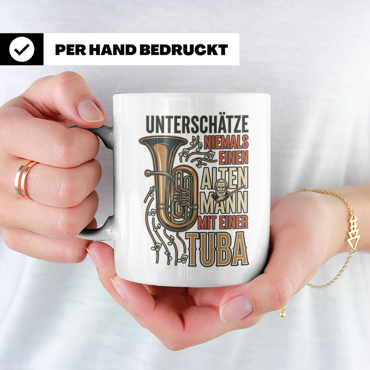 Tuba Tasse mit Spruch Alter Mann | Geschenk für Tubist, Opa, – Weiß [farbe:weiß]