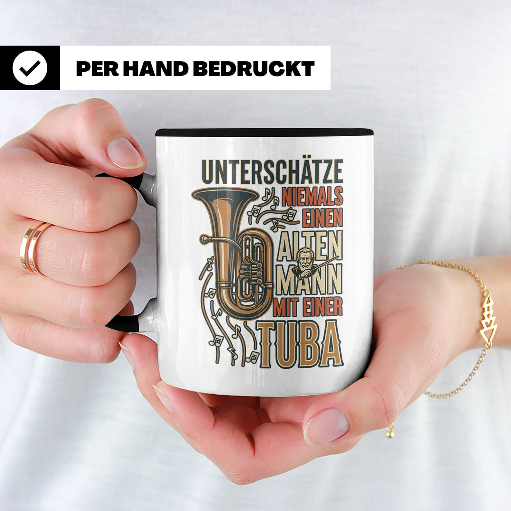 Tuba Tasse mit Spruch Alter Mann | Geschenk für Tubist, Opa, – Schwarz [farbe:schwarz]