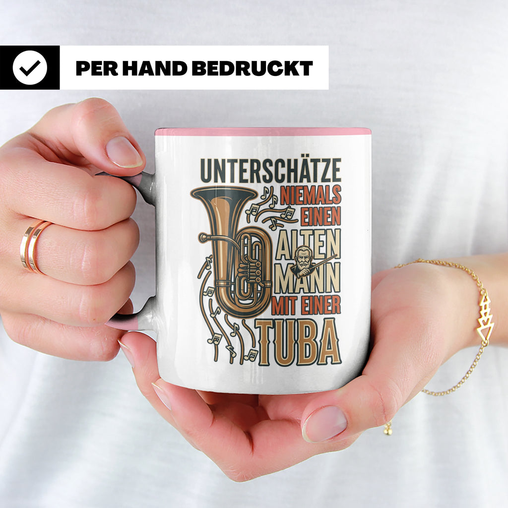 Tuba Tasse mit Spruch Alter Mann | Geschenk für Tubist, Opa, – Rosa [farbe:rosa]