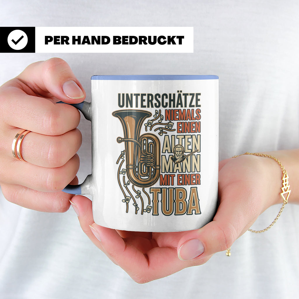Tuba Tasse mit Spruch Alter Mann | Geschenk für Tubist, Opa, – Blau [farbe:blau]