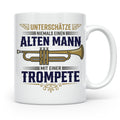Trompeter Tasse alter Mann mit Trompete, Geschenk für Musike – Weiß [farbe:weiß]