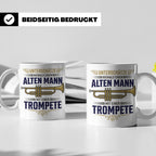 Trompeter Tasse alter Mann mit Trompete, Geschenk für Musike – Weiß [farbe:weiß]