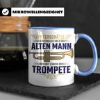 Trompeter Tasse alter Mann mit Trompete, Geschenk für Musike – Blau [farbe:blau]