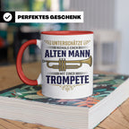 Trompeter Tasse alter Mann mit Trompete, Geschenk für Musike – Rot [farbe:rot]