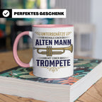 Trompeter Tasse alter Mann mit Trompete, Geschenk für Musike – Rosa [farbe:rosa]