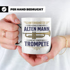 Trompeter Tasse alter Mann mit Trompete, Geschenk für Musike – Weiß [farbe:weiß]