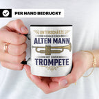 Trompeter Tasse alter Mann mit Trompete, Geschenk für Musike – Schwarz [farbe:schwarz]