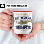Trompeter Tasse alter Mann mit Trompete, Geschenk für Musike – Rot [farbe:rot]