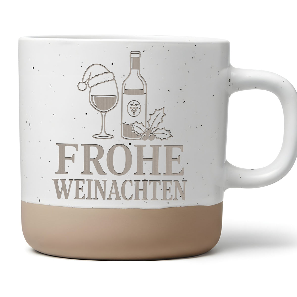 Weihnachtstasse Frohe Weinachten - Lustiges Wein Wortspiel Geschenk fü – Bild 1