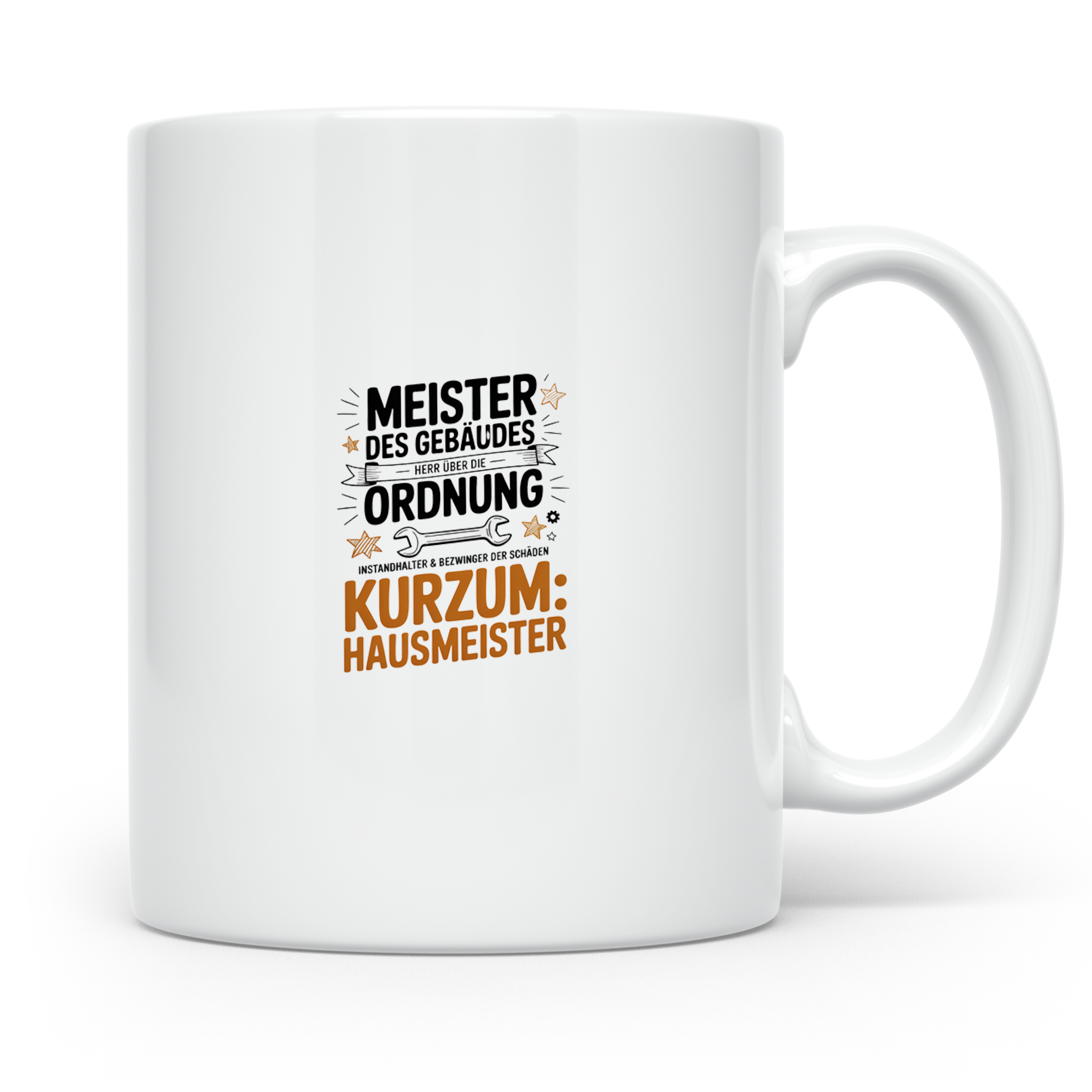 Hausmeister Tasse - Meister des Gebäudes, Herr der Ordnung - – Weiß [farbe:weiß]
