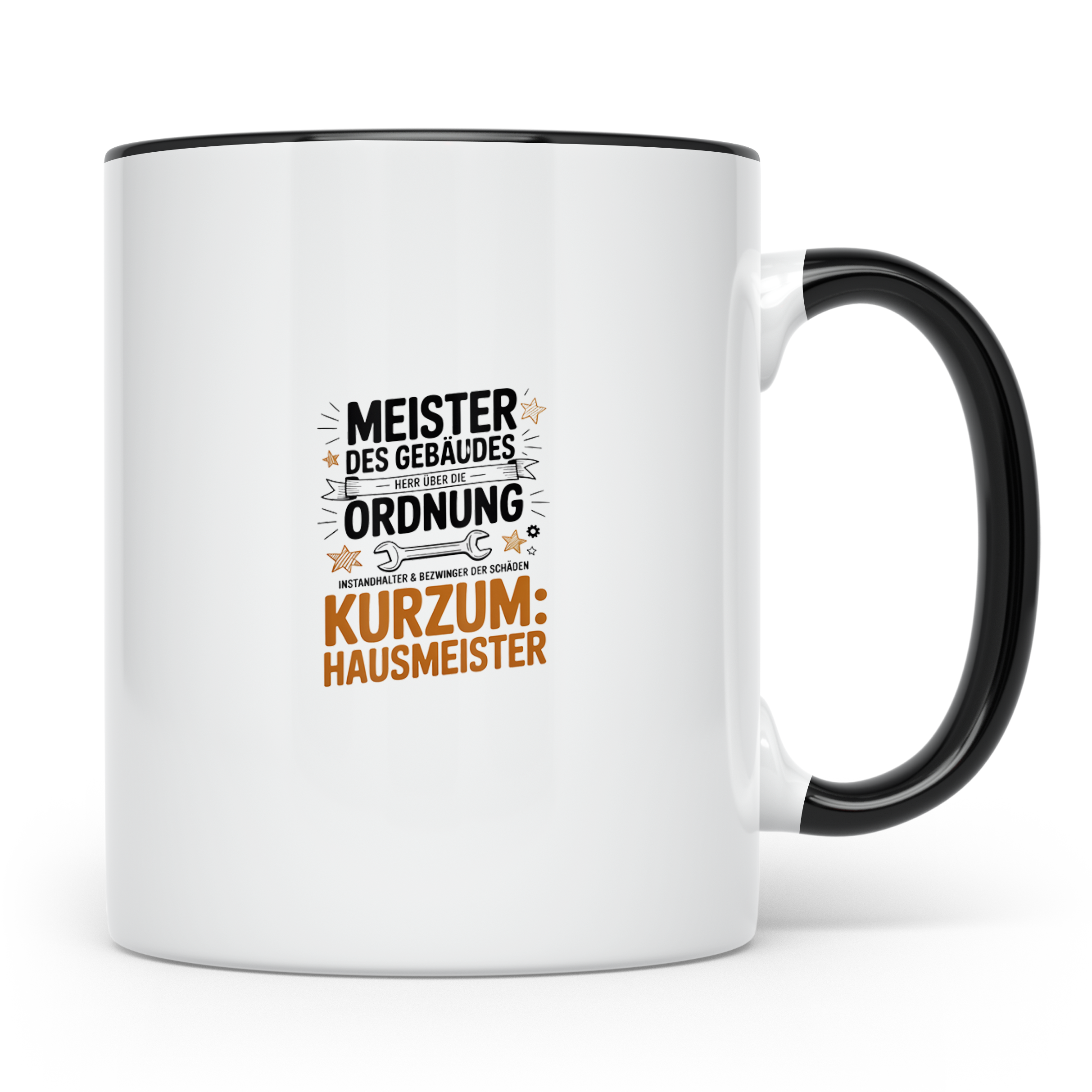 Hausmeister Tasse - Meister des Gebäudes, Herr der Ordnung - – Schwarz [farbe:schwarz]