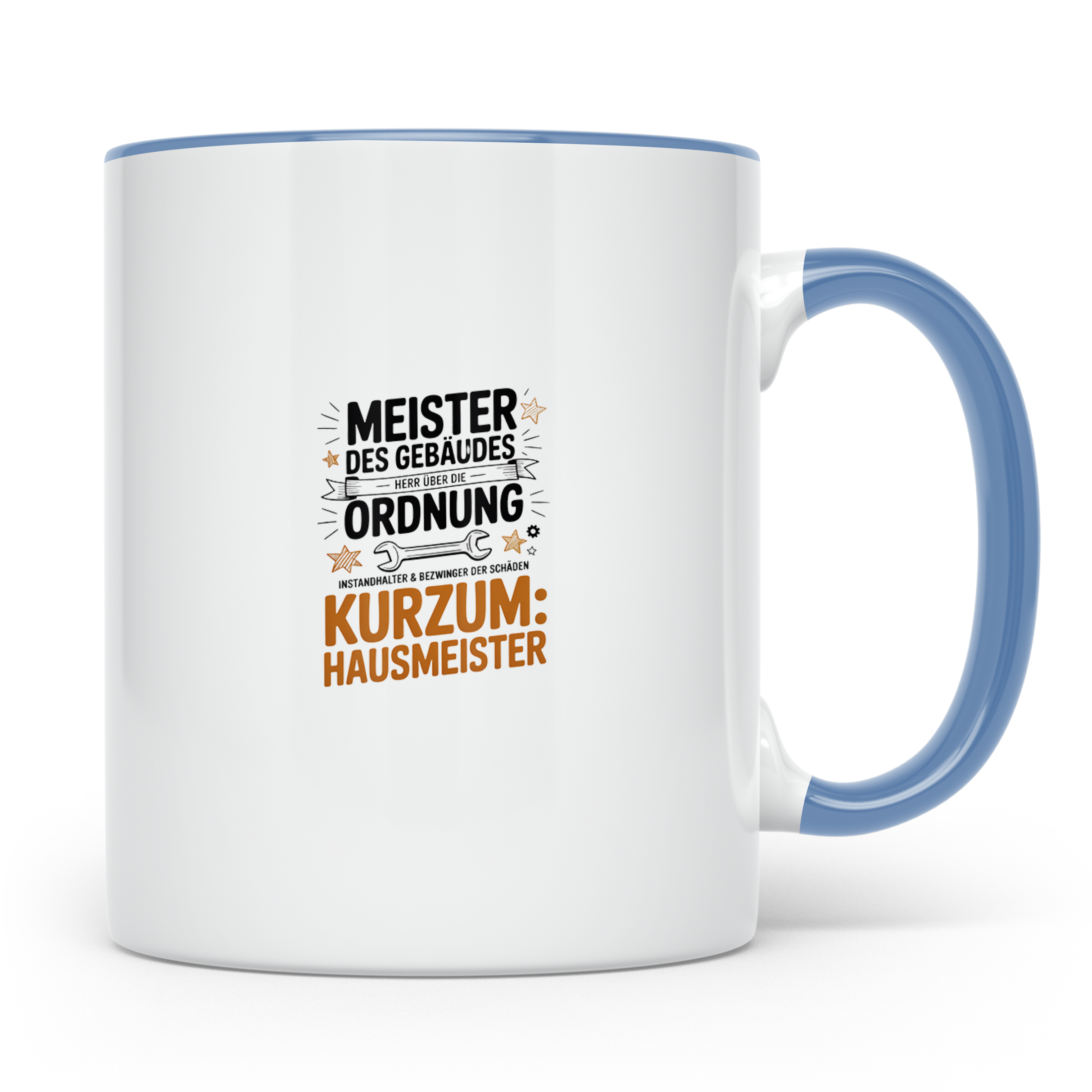 Hausmeister Tasse - Meister des Gebäudes, Herr der Ordnung - – Blau [farbe:blau]