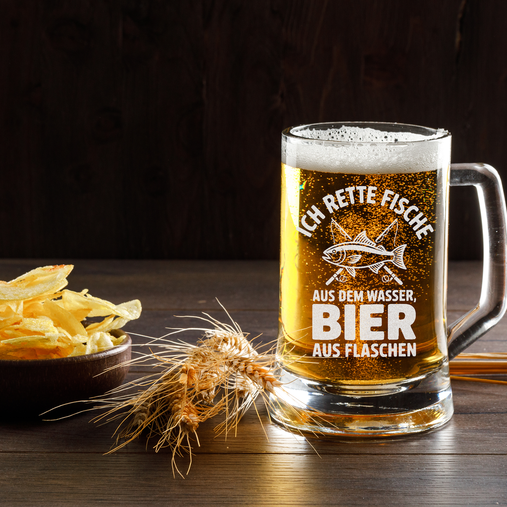 Lustiger Angler Bierkrug – Geschenk für Fischer & Hobbyangler – Angel Spruch Bierglas – Spaß Angeln Geschenk Männer