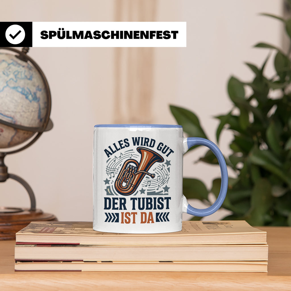 Tubist Tasse mit Spruch 'Alles wird gut' Geschenk für Blasmu – Blau [farbe:blau]