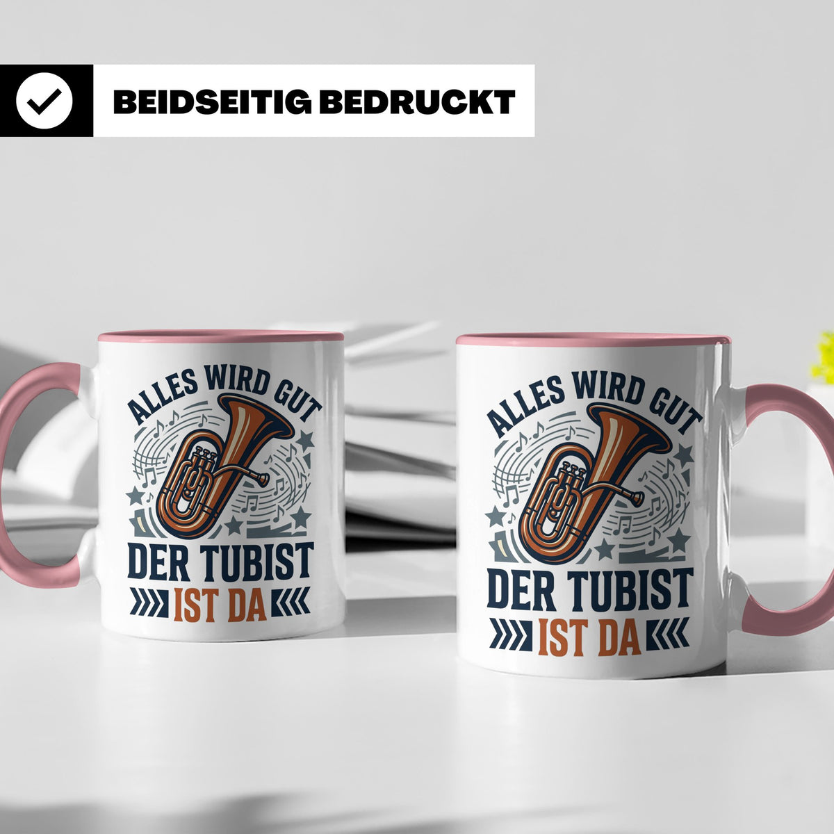 Tubist Tasse mit Spruch 'Alles wird gut' Geschenk für Blasmu – Rosa [farbe:rosa]
