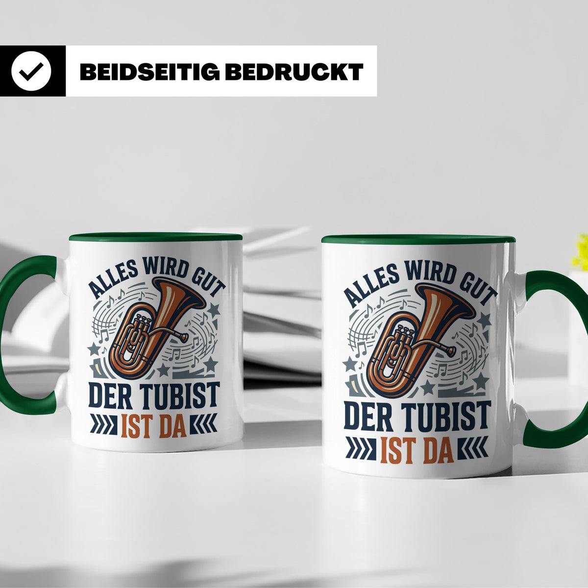 Tubist Tasse mit Spruch 'Alles wird gut' Geschenk für Blasmu – Grün [farbe:grün]
