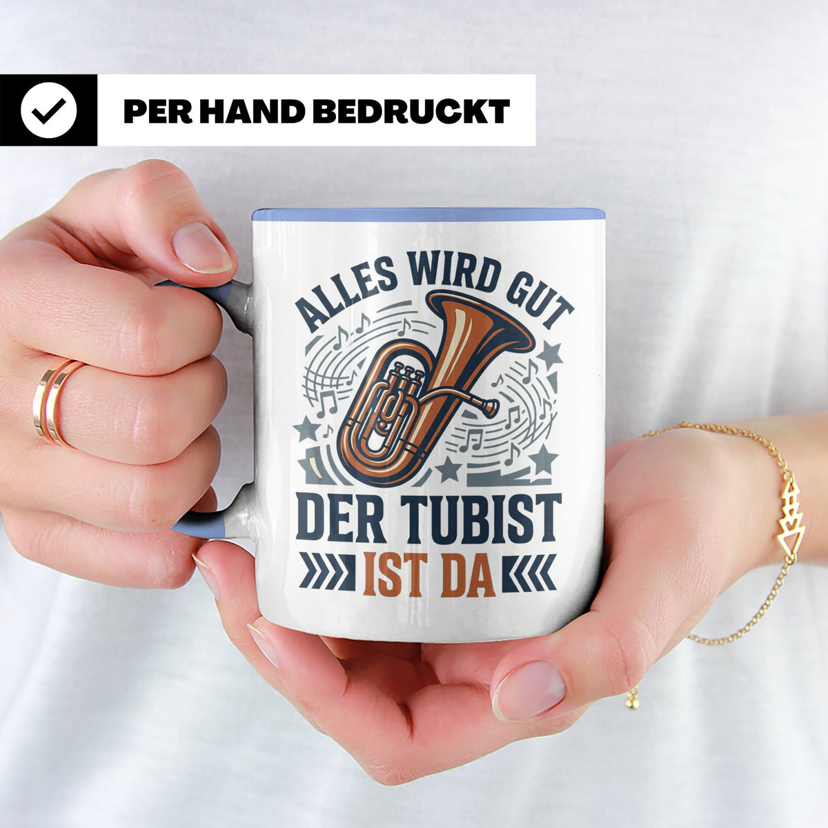 Tubist Tasse mit Spruch 'Alles wird gut' Geschenk für Blasmu – Blau [farbe:blau]