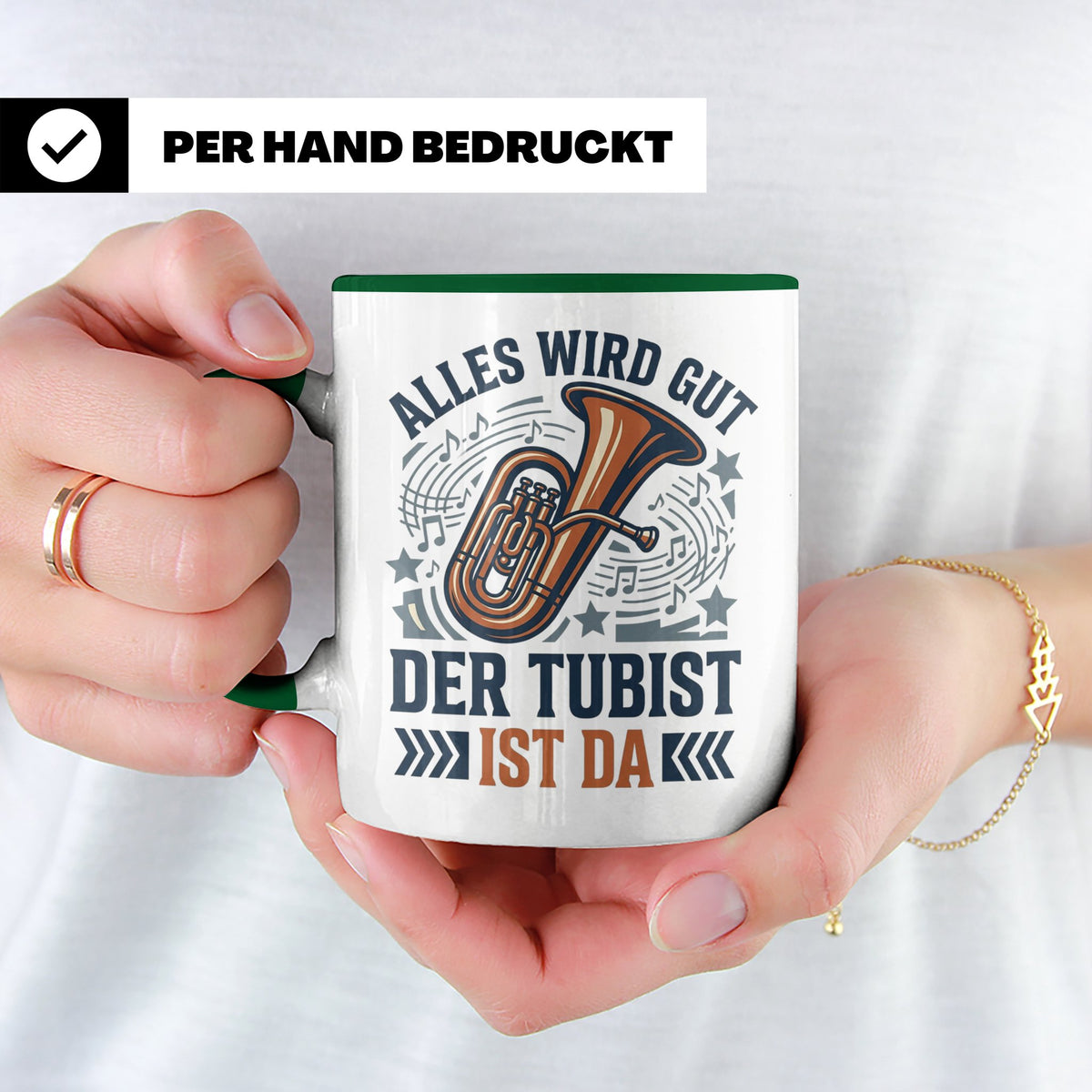 Tubist Tasse mit Spruch 'Alles wird gut' Geschenk für Blasmu – Grün [farbe:grün]