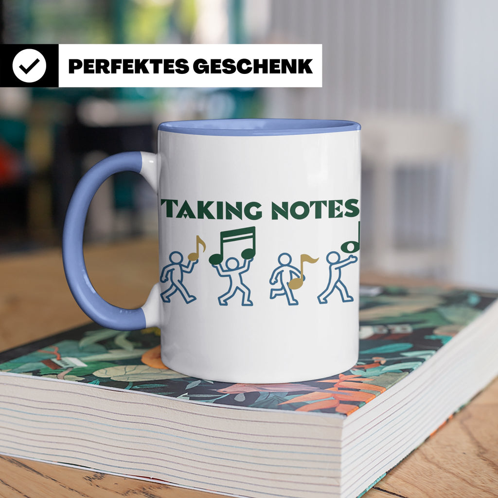 Musiker Tasse Taking Notes lustiger Kaffeebecher Musiklehrer – Blau [farbe:blau]