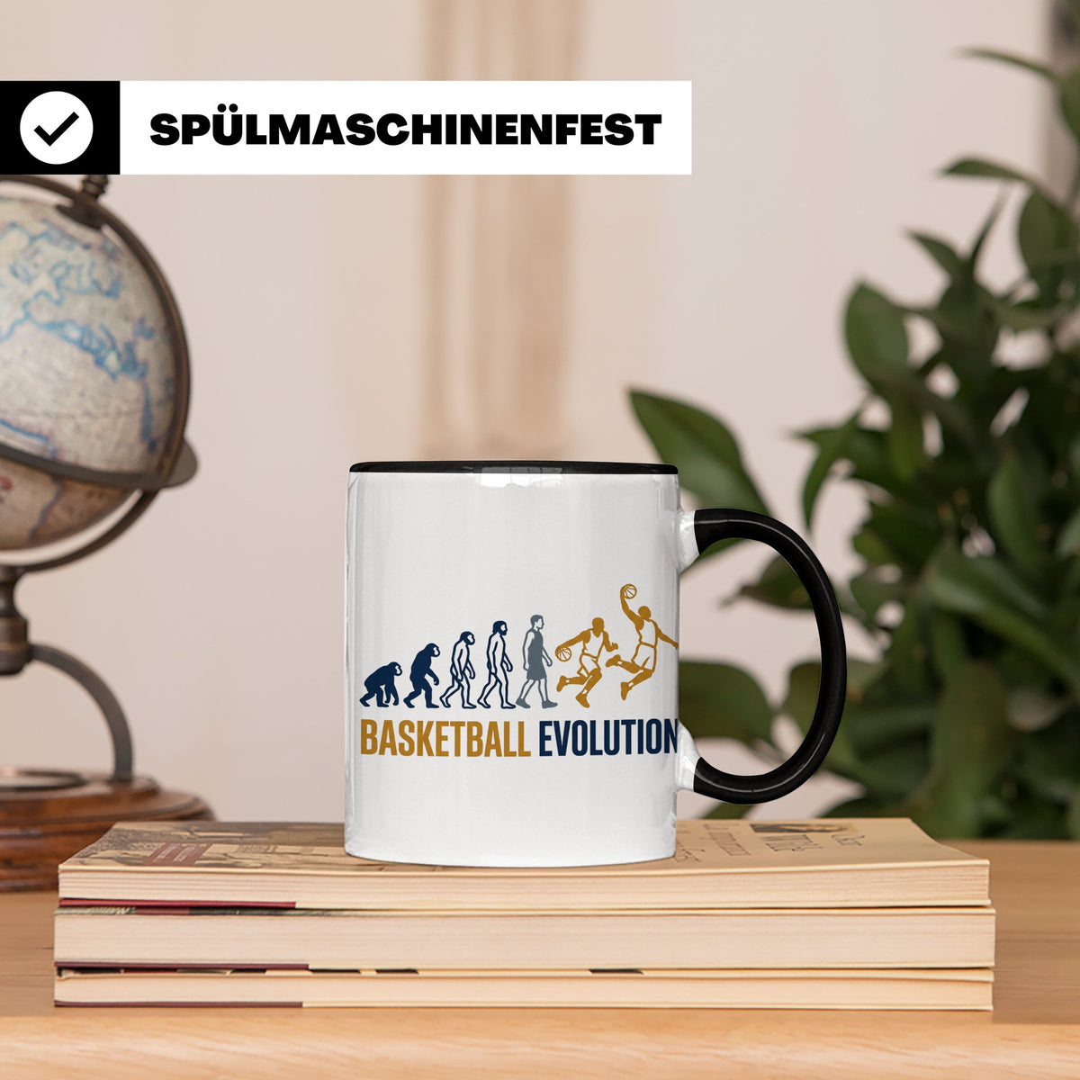 Basketball Evolution Tasse für Spieler, Fans & Trainer. Lust – Schwarz [farbe:schwarz]