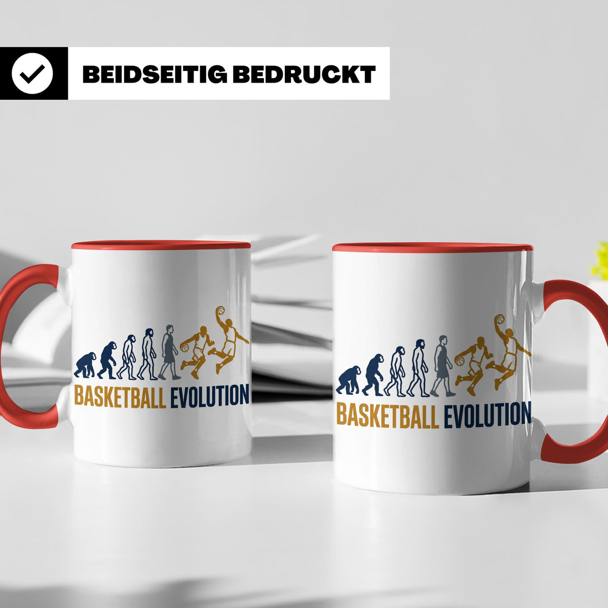 Basketball Evolution Tasse für Spieler, Fans & Trainer. Lust – Rot [farbe:rot]
