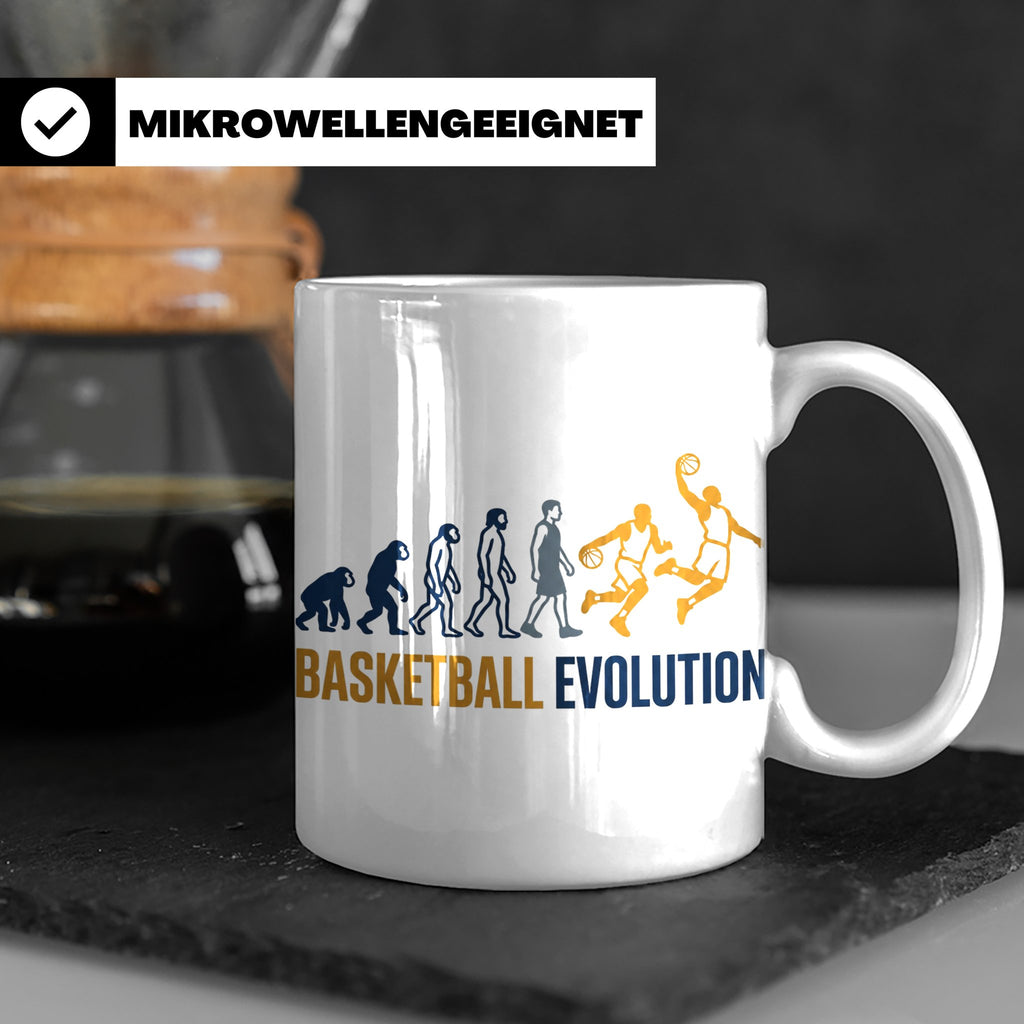 Basketball Evolution Tasse für Spieler, Fans & Trainer. Lust – Weiß [farbe:weiß]