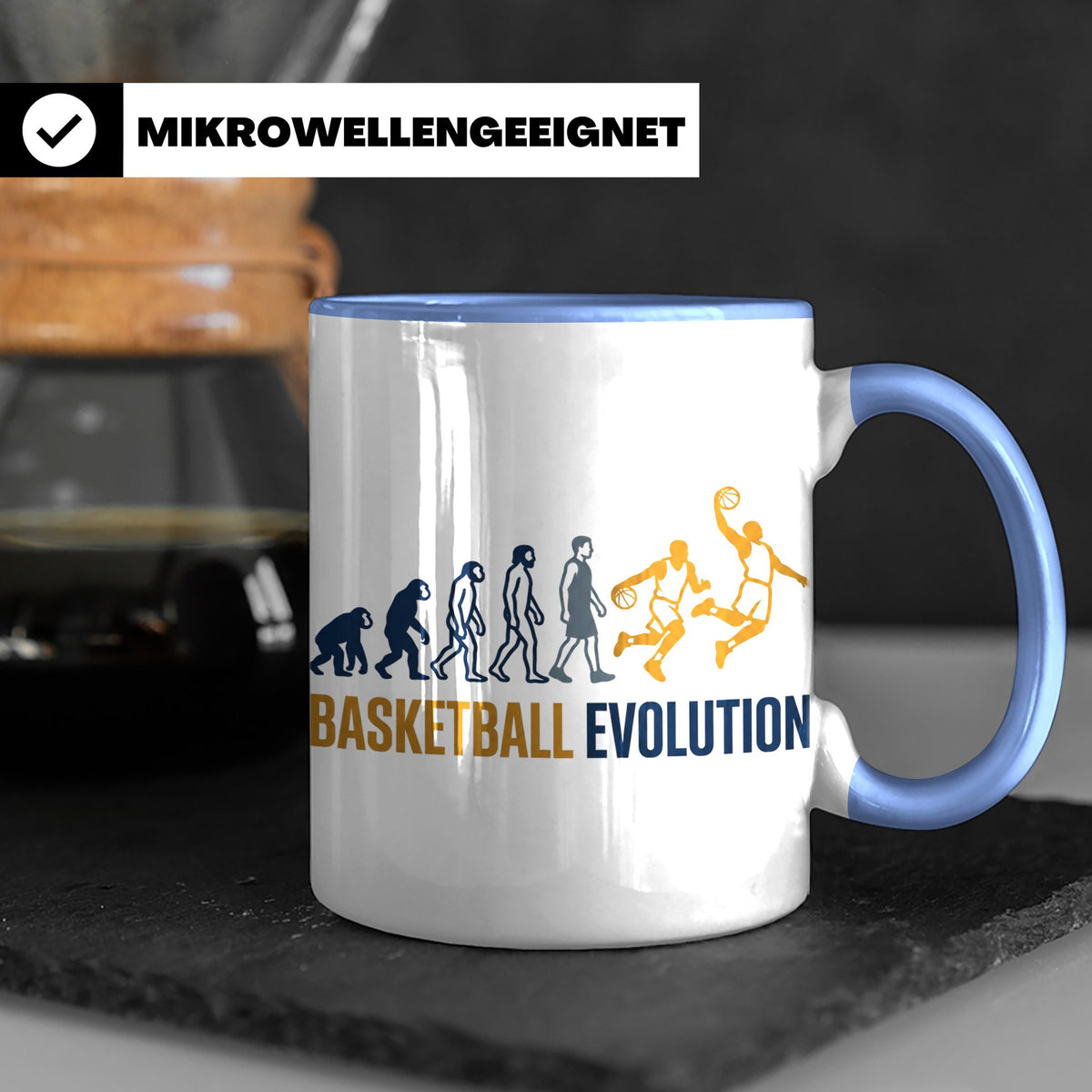 Basketball Evolution Tasse für Spieler, Fans & Trainer. Lust – Blau [farbe:blau]