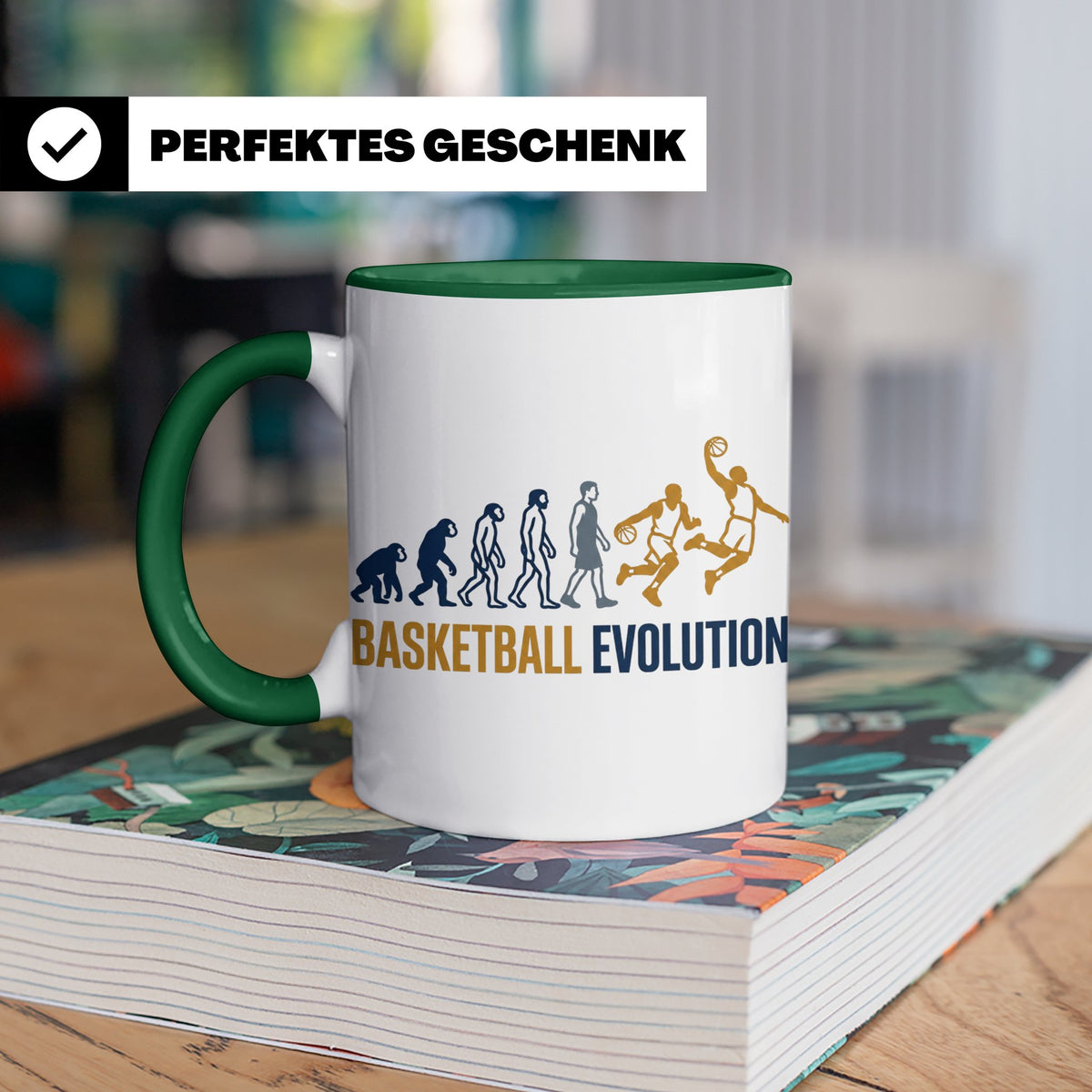 Basketball Evolution Tasse für Spieler, Fans & Trainer. Lust – Grün [farbe:grün]