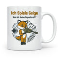 Geiger Tasse Ich spiele Geige Superkraft Fuchs Motiv, lustig – Weiß [farbe:weiß]