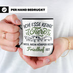 Tasse Veganer Spruch Ich esse keine Tiere weil mein Körper k – Schwarz [farbe:schwarz]