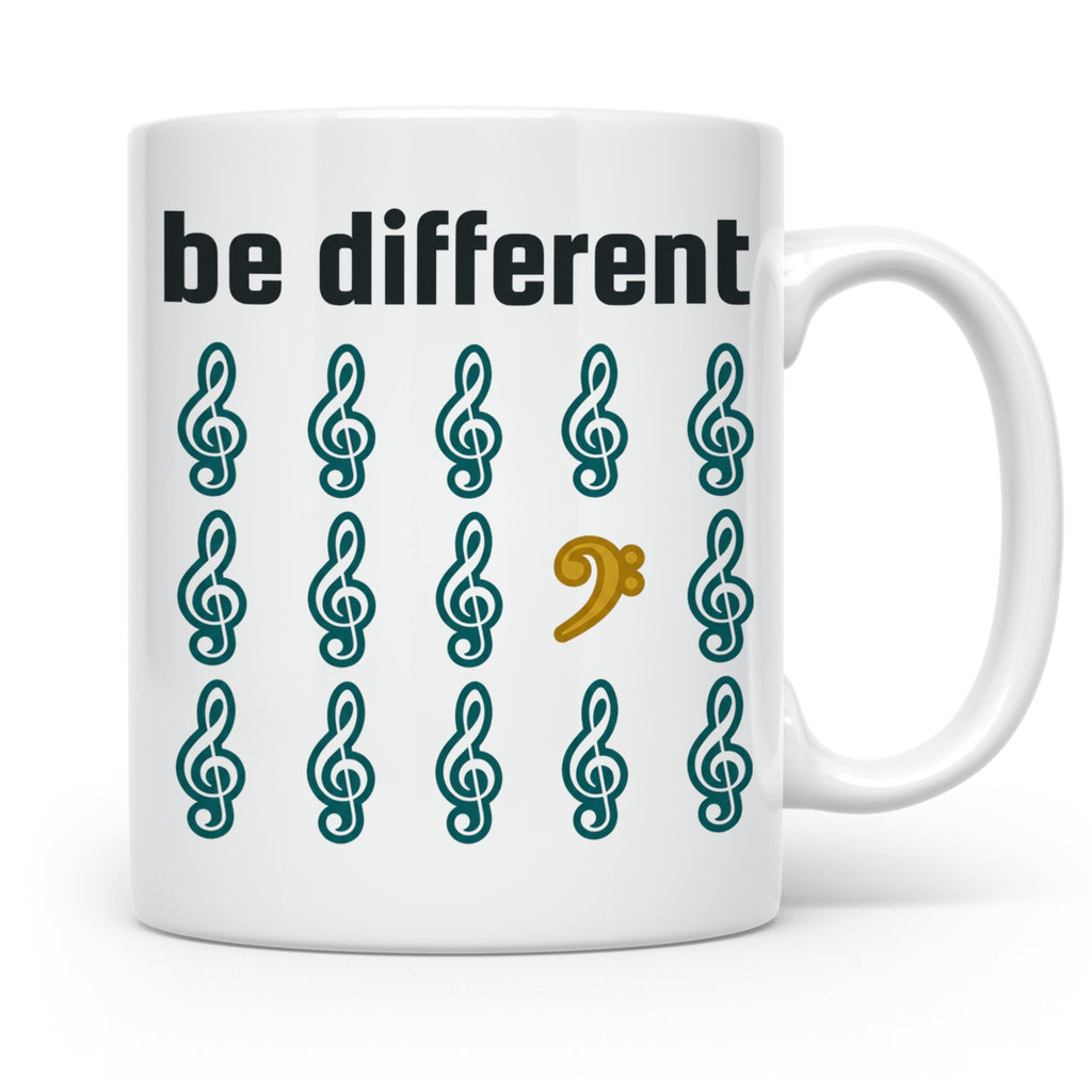 Musiker Tasse Be Different Bassschlüssel, Kaffeetasse mit No – Weiß [farbe:weiß]