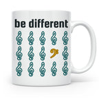 Musiker Tasse Be Different Bassschlüssel, Kaffeetasse mit No – Weiß [farbe:weiß]