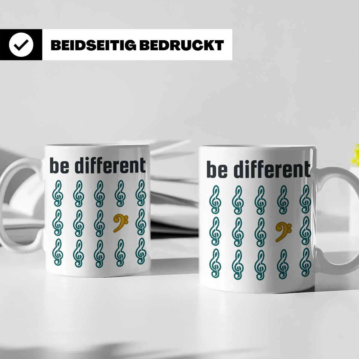 Musiker Tasse Be Different Bassschlüssel, Kaffeetasse mit No – Weiß [farbe:weiß]