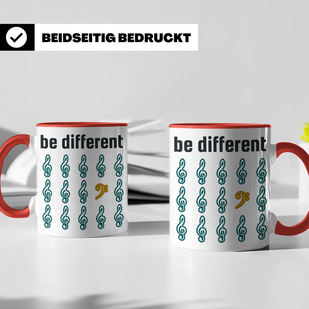 Musiker Tasse Be Different Bassschlüssel, Kaffeetasse mit No – Rot [farbe:rot]