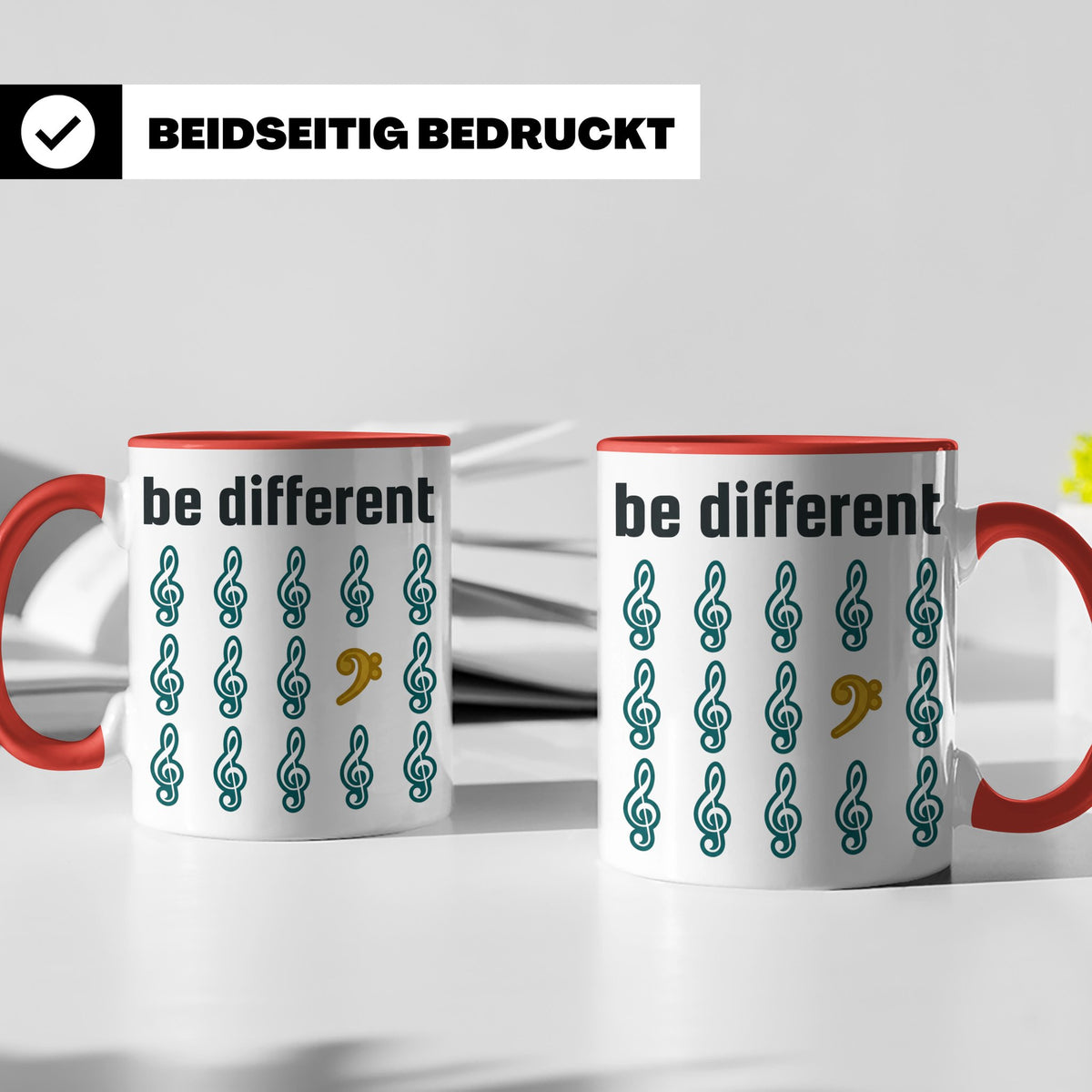 Musiker Tasse Be Different Bassschlüssel, Kaffeetasse mit No – Rot [farbe:rot]