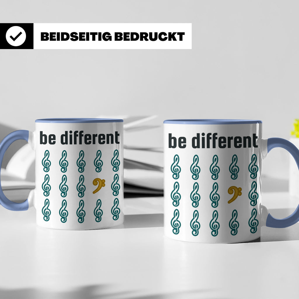 Musiker Tasse Be Different Bassschlüssel, Kaffeetasse mit No – Blau [farbe:blau]